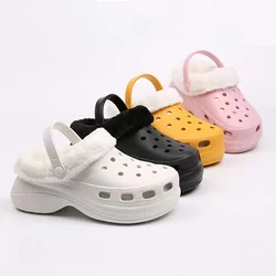 wholesale newest winter keep warm women waterproof EVA clogs sandals house women slip on shoes fur slippers