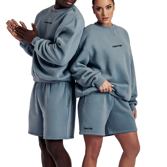 Couple clothes streetwear sweat suit two pieces set blank gym sports track suit men shorts sets in training suits jogging wear
