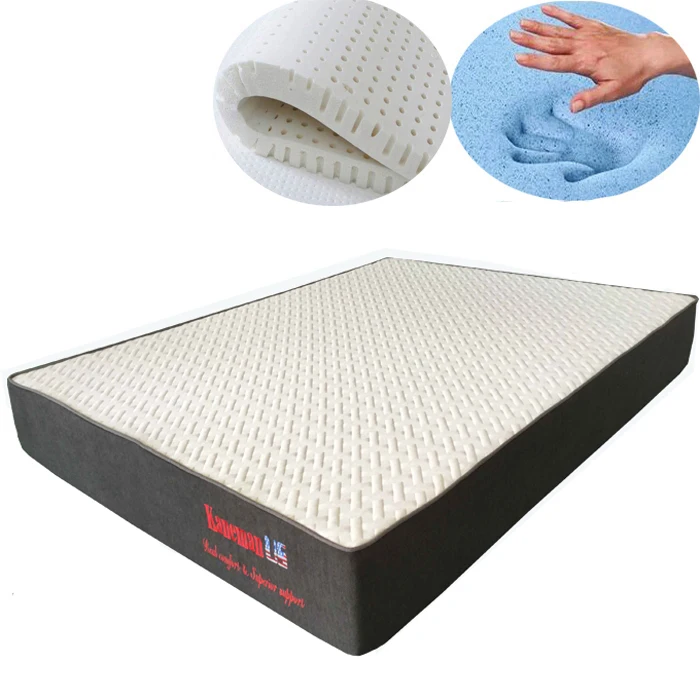 adjustable mattress Natural latex cool gel memory foam  mattress vacuum roll up in color box queen and king
