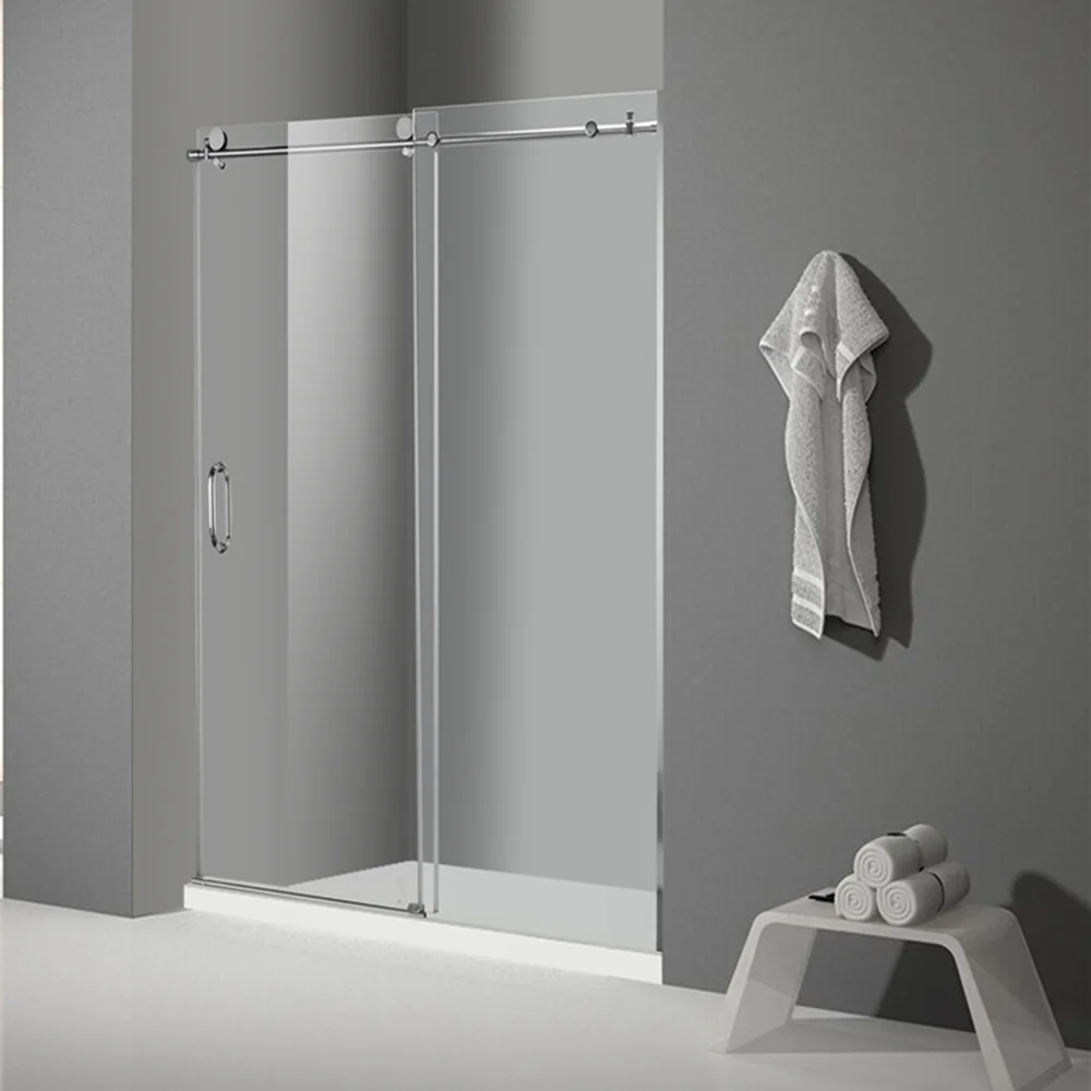 Frameless Frosted Glass Single Sliding Partition Shower Door Hotel Shower Cabin Shower Enclosure