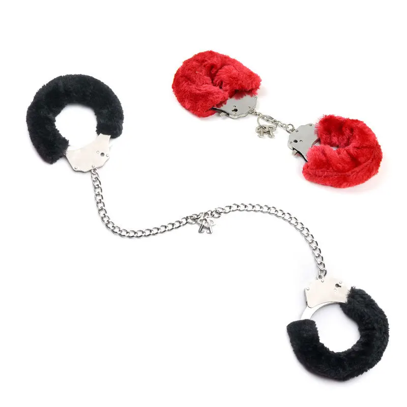 High Quality Furry Fluffy Metal Handcuffs And Furry Ankle Cuffs For Fetish Erotic Toy Sm Handcuff