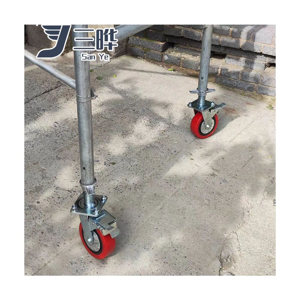 SANYE Sanye 6 Inch 8 Inch Metal Fork Scaffolding Nylon Castor Wheels Rear Locking With 300kgs And 400kgs Loading Weight