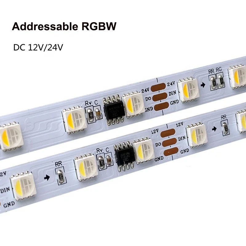 Цифровая Адресуемая RGBW TM1814 smd5050 гибкая лента 12 В 24 Водонепроницаемая IP20 IP65 IP67 60 светодиодов/м 4 в 1 SMD 5050 Светодиодная