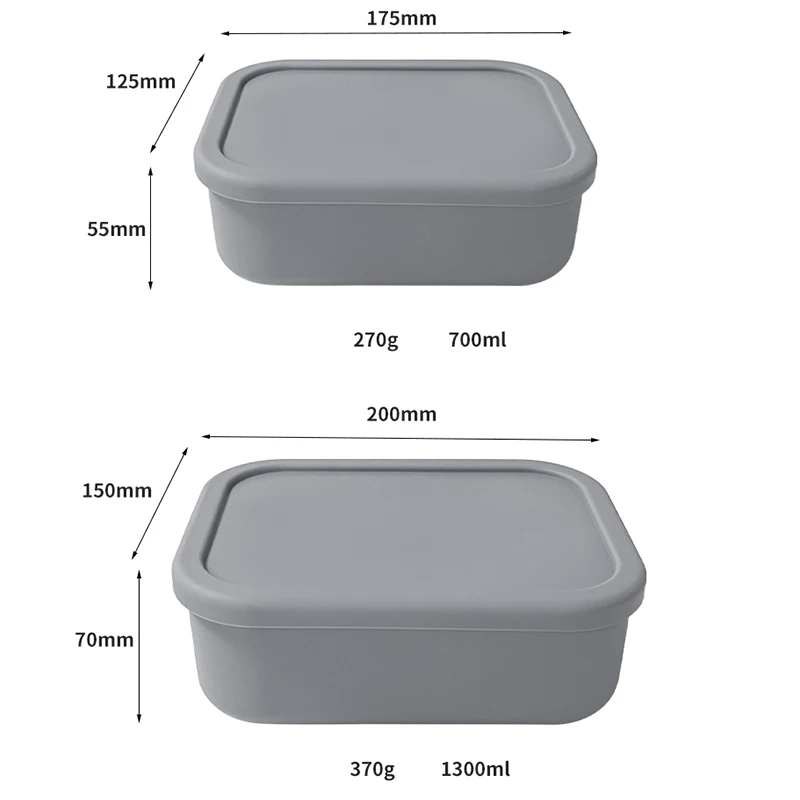 300ML BPA FREE Rectangle Airtight Food Grade 100% Kids Silicone Bento Lunch Box Container Set Storage for