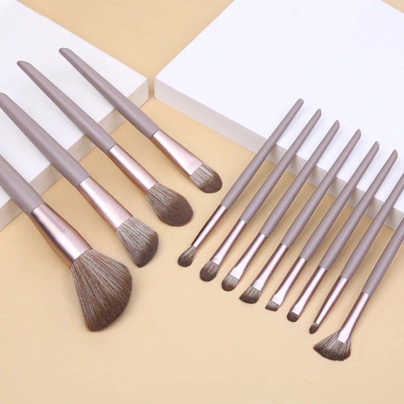 Professional 12 Pcs  Vegan Cruelty  Soft Bristles Hair wood handle makeup cosmetic brush set