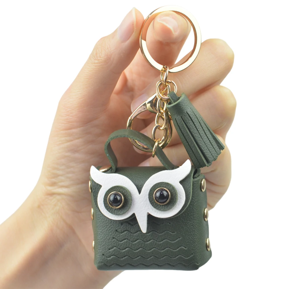 Custom Owl Keychain Cute PU Leather Keychains