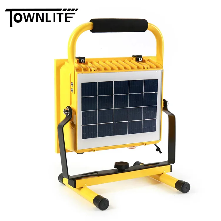 Solar powered camping work lighting lamp portable handle waterproof flood light led outdoor 3000Lm SMD 100W 200W rechargeable