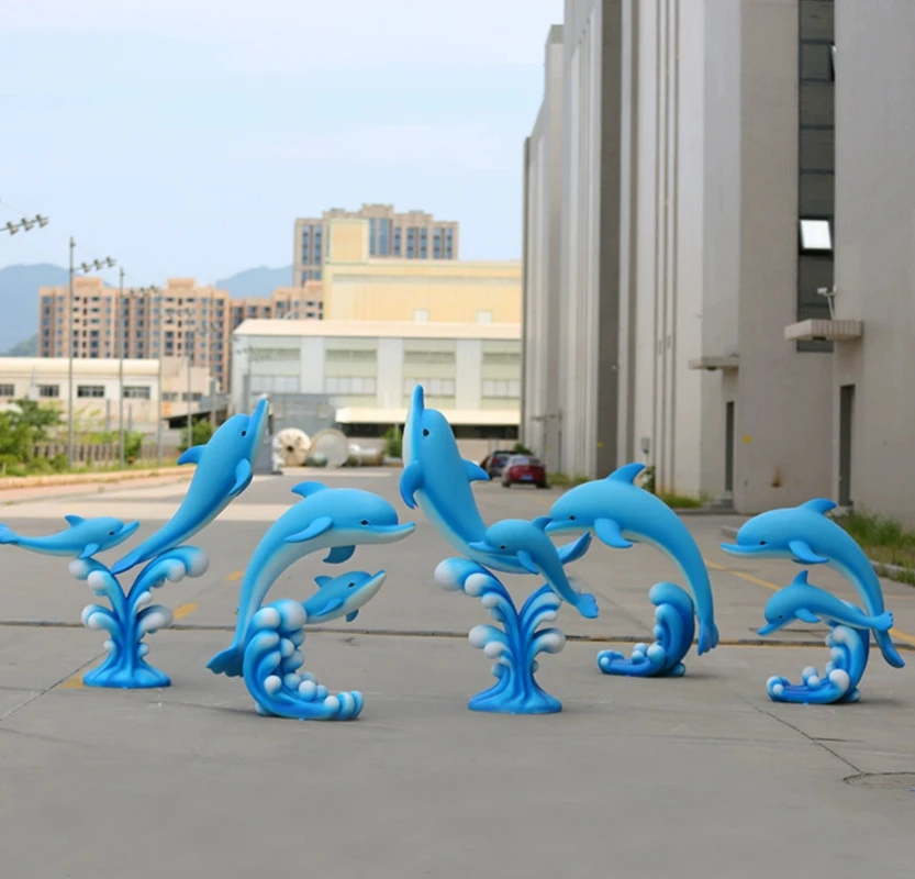 Animals Large Cartoon Fiberglass Material For Outdoor Park Decoration And Activities Sculpture Outdoor Simulated Dolphin