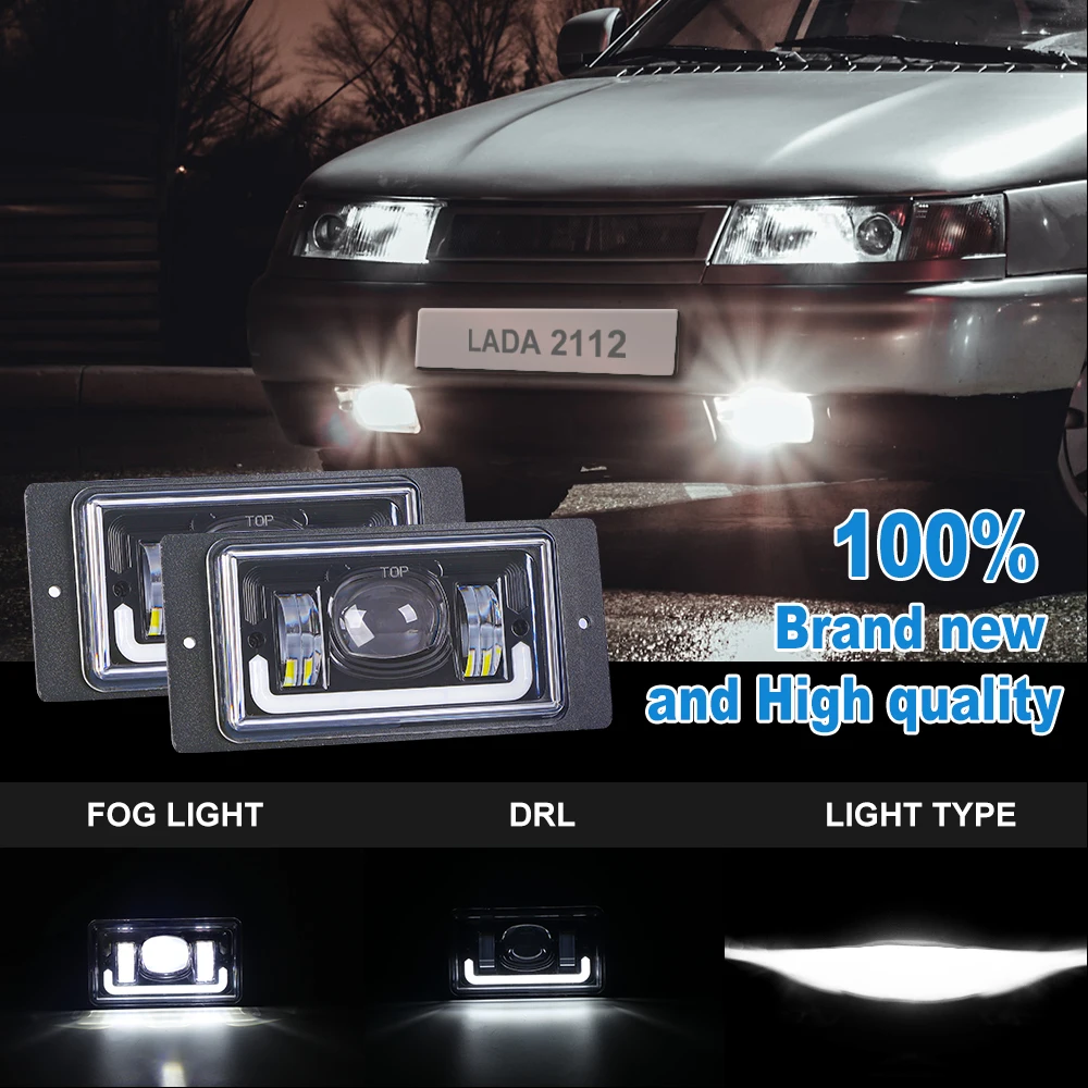 DRL Driving Lights White Foglamps For Lada VAZ 2111 2112 2113 2114 2115  For Chevrolet Niva 30w LED Fog Light