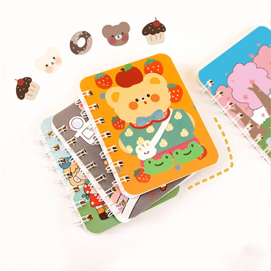 Hot Selling Wholesale Kawaii Paper Spiral Note Book School Mini Portable Cartoon Animal Cute Note Pad