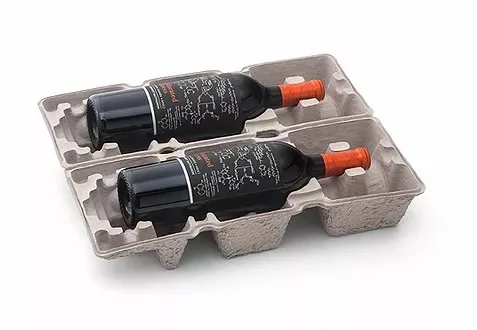 Disposable Paper Pulp 2 Wine Bottle Protective Package Molded Pulp Paper Packaging Wine Shipper boxes