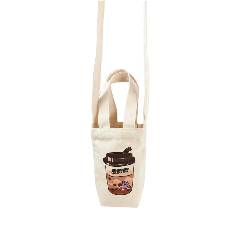 
High Quality Reusable Custom Organic Cotton Tote Drink Carrier Cup Sleeve Bag 