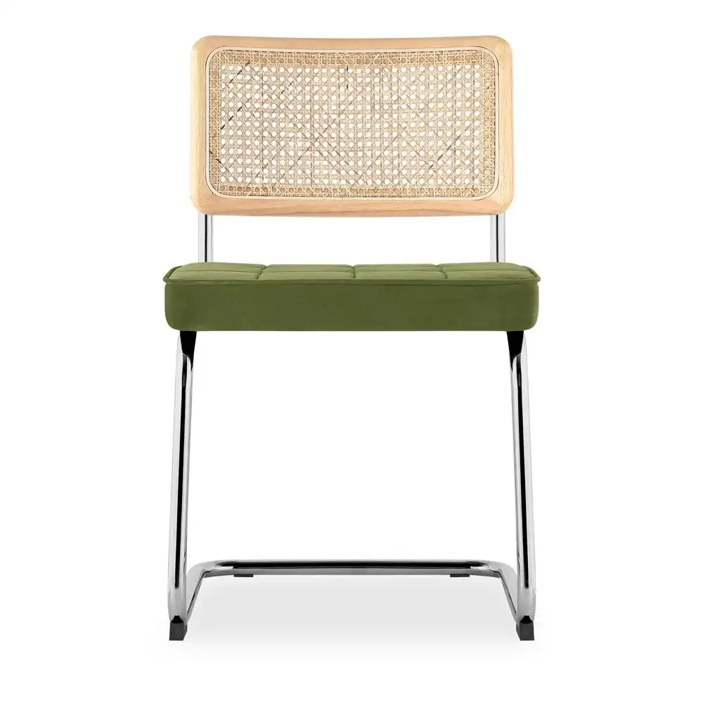 Mid Century Modern Dining Set Retro Timeless Marcel Breuer Designed  With Gold Cantilever Legs Natural Cesca Chairs