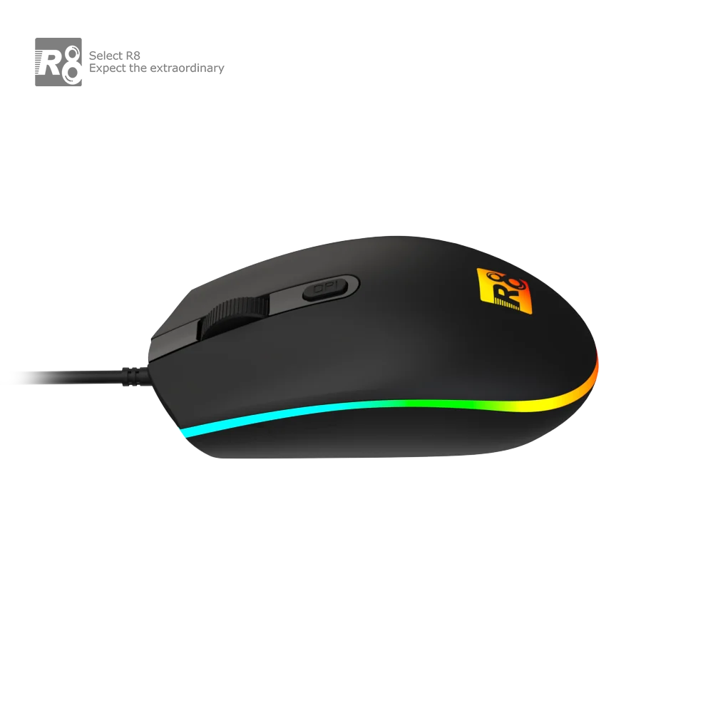 Wholesale New in 4D Wired Ergonomic Optical Mouse with Rainbow led with breath