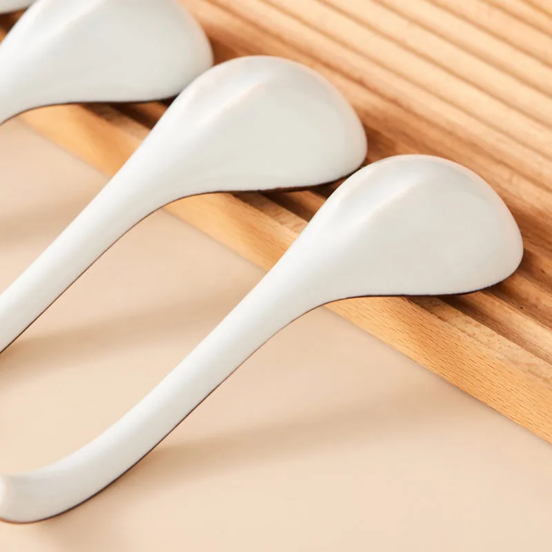 Asian Soup Spoons, Ceramic Chinese Soup Spoons, Asian Soup Spoons, White Japanese Spoon Large for Ramen Pho Wonton Dumpling Miso