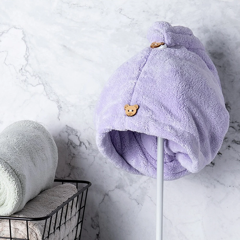 t shirt material turban microfiber coral velvet dry double layer hair towel wrap