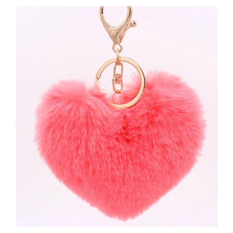 Modern customized Pom Pom Fur Ball Keychain With metal tags