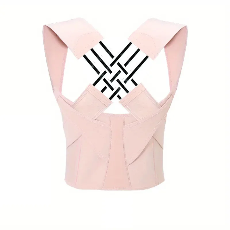 Pink Back Brace Posture Corrector for Women and Men Adjustable Back Support