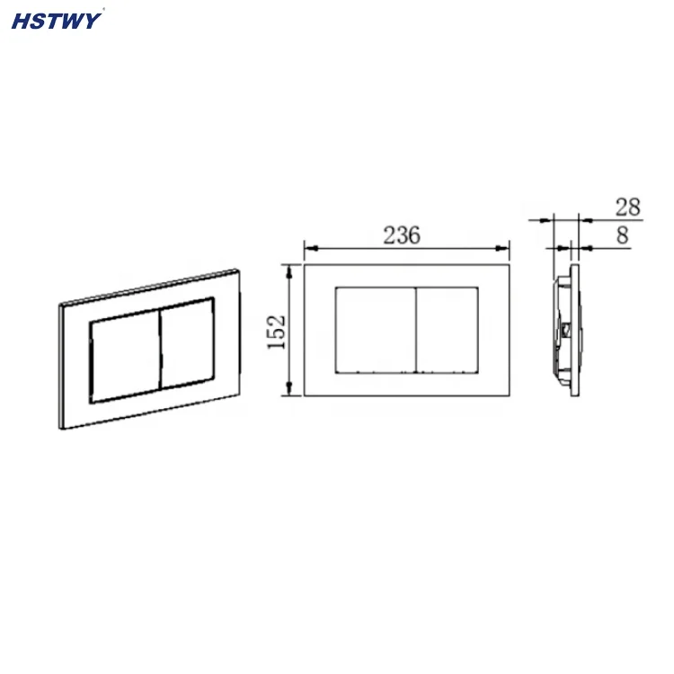 Bathroom Floor Standing Toilet FS2001-Z Concealed in Wall Cistern F5050 Glossy Bright Chrome with Top or Front Press Flush Plate