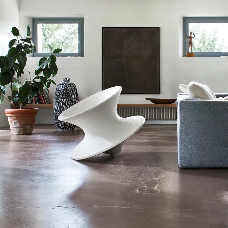 Modern Living Room Armchair Abstract Circular Spinning Top Design Colorful Rotating Rocking Chair for Space Decoration