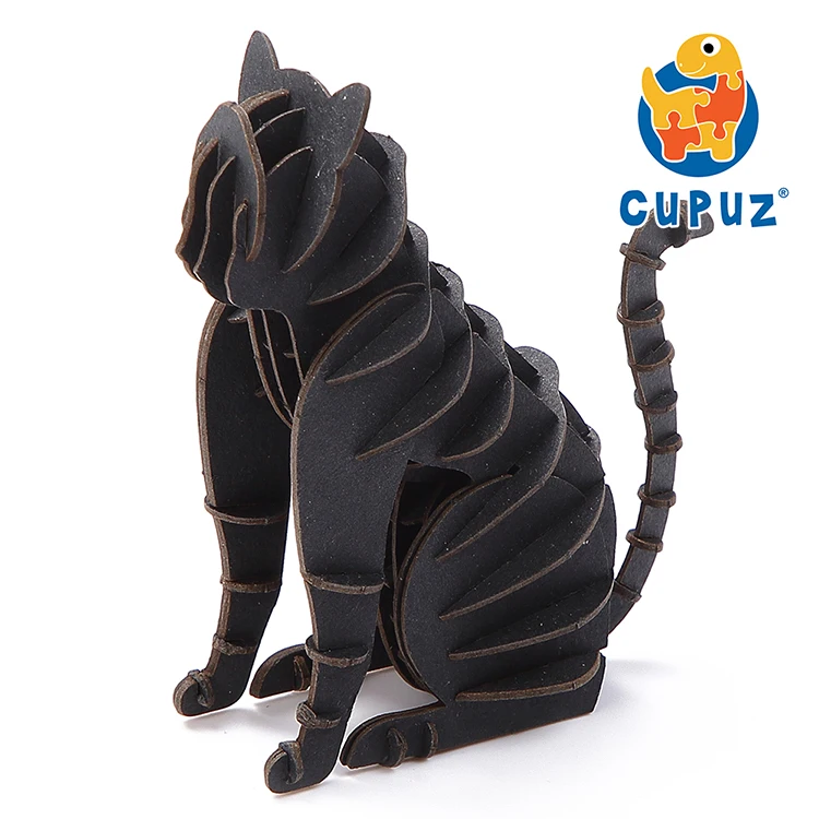 
Laser cut black cat 3D paper model for kids 