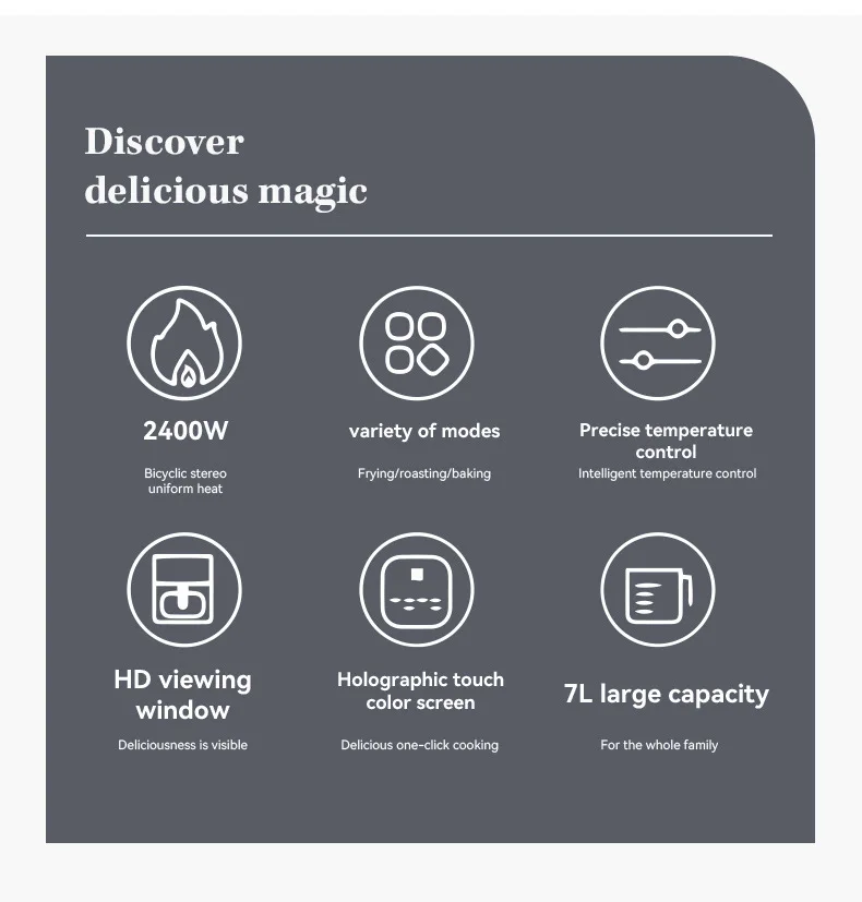 2024 Household 8L stainless steel high power oil free air fryer oven