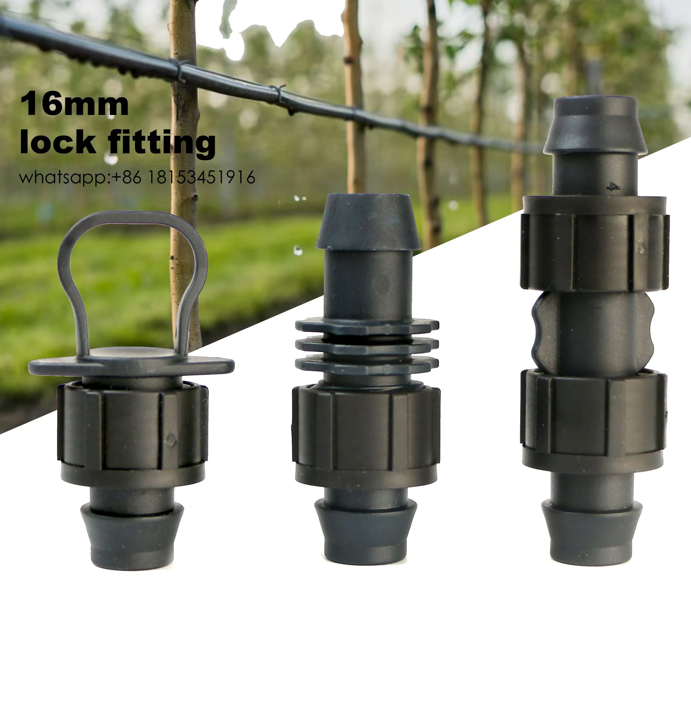 16mm drip tape irrigation fitting coupling lock fitting end cap irrigation system