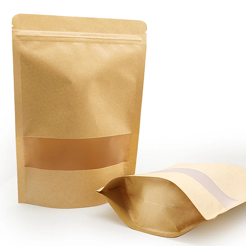 Wholesale Custom Brown Kraft Paper Bag Eco Friendly Biodegradable Jewelry Bags Packaging Baby Food Pouch Ziplock Food  Bag