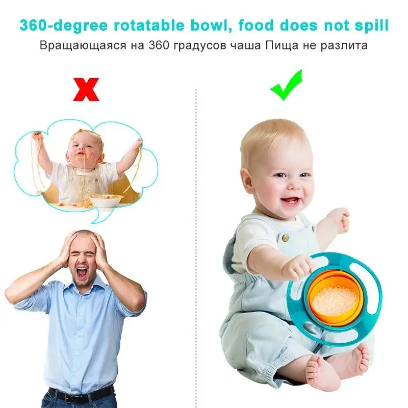 2024 New Customizable Safe Bpa Free Kids Plastic Anti Slip Baby Feeding Universal 360 Degree Baby Products Non Spill Bowl