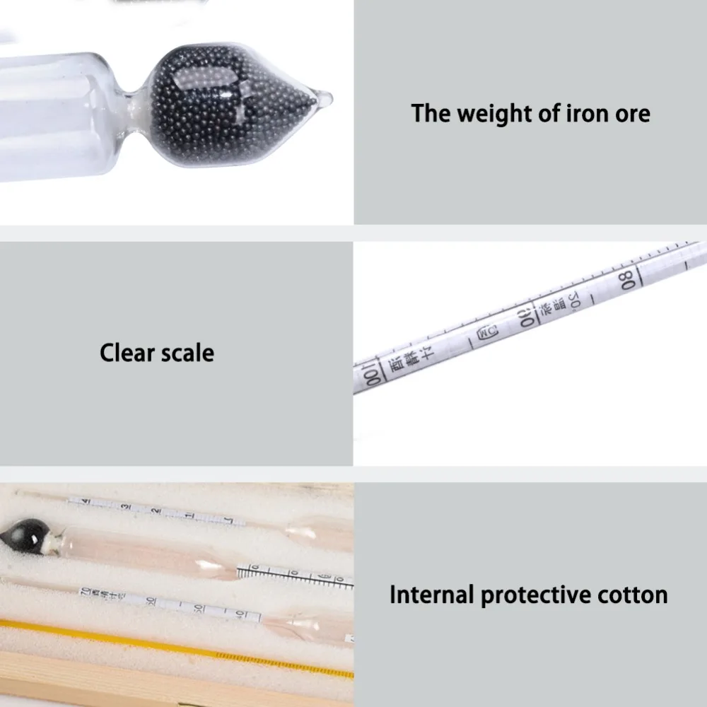 3pcs 0-100 Degrees Alcohol Meter Alcoholometers Wine Meter Measuring Alcohol Concentration Meter Whisky Vodka Bar Set Tool