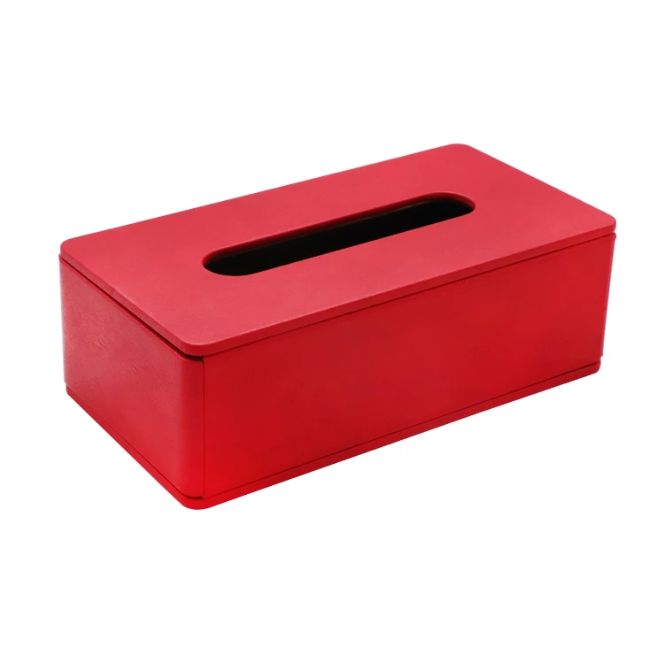 Luxury rectangular accept custom logo household office leather cover car tissue box