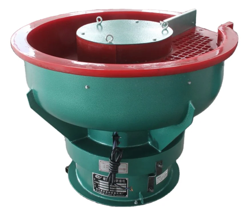 Automatic vibratory polishing drum with straight mouth  and  automatic separation Sieve
