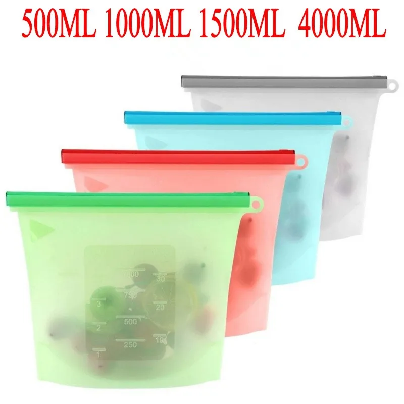 Food Grade Silicone Fresh Keeping Bag  Food Storage Bag Refrigerator Sealed Bag