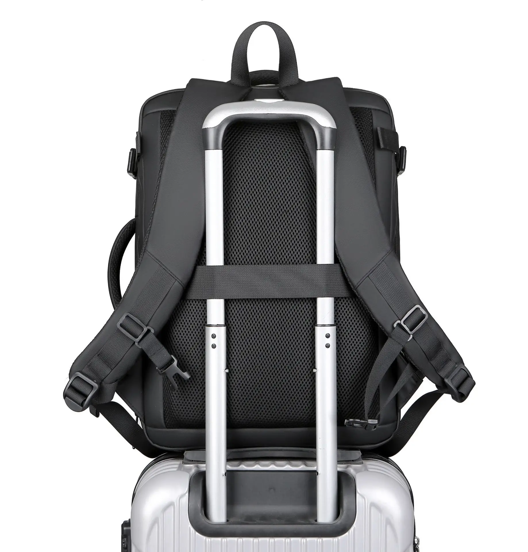 Business Anti-theft Recycled Backpack Usb Charging Waterproof 17.3 Inch Eva Expandable Hard Shell Laptop Bag Men Travel Backpack