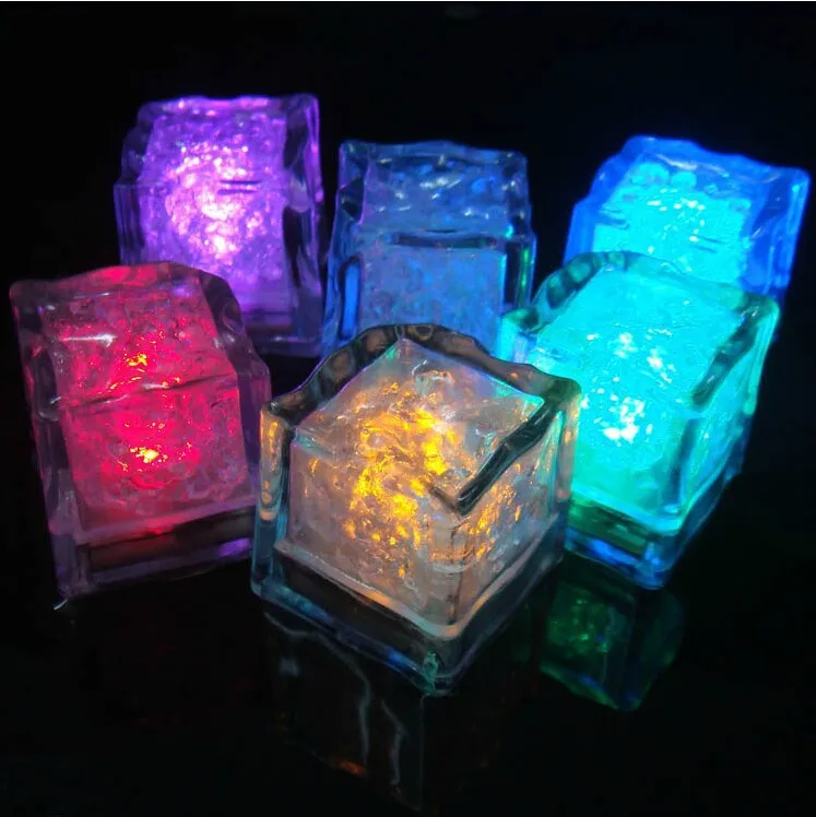 Wine Glass Decoration Led Block Flashing Induction Luminous Ice Acrylic Colorful Glowing Led Ice Cubes For Halloween Party