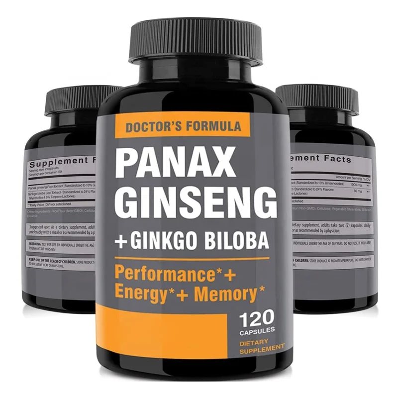 Private label High Quantity Authentic Chinese red panax ginseng Root extract Capsule Energy and Focus Pills for Men and Women