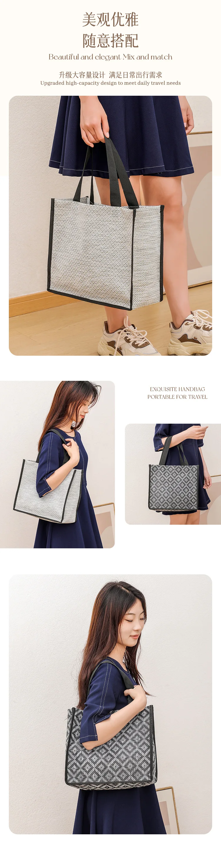 Niyang new design 2024 Textilene fabric pvc pet large capacity summer waterproof easy to clean tote women beach shoulder bag