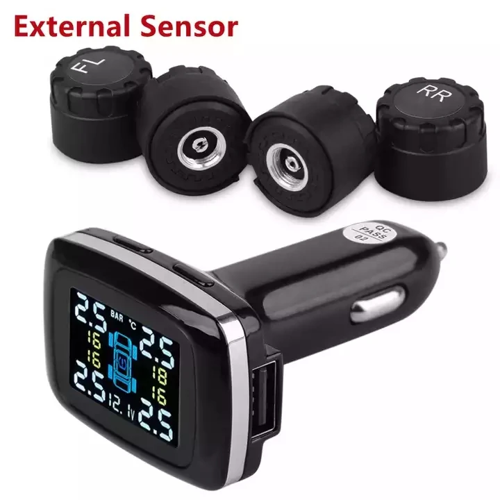 Q3 SF320 TPMS Cigarette Lighter Cars Tire Pressure Monitor System with 4 External Sensor Internal Sensors