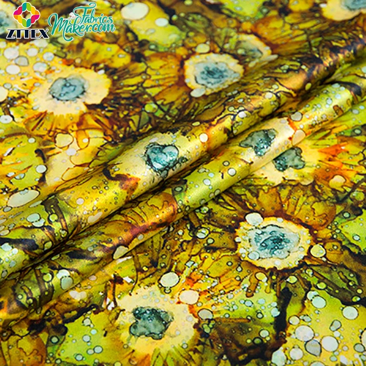 ZTTEX manufacture floral print golden yellow silk chiffon fabric for tie