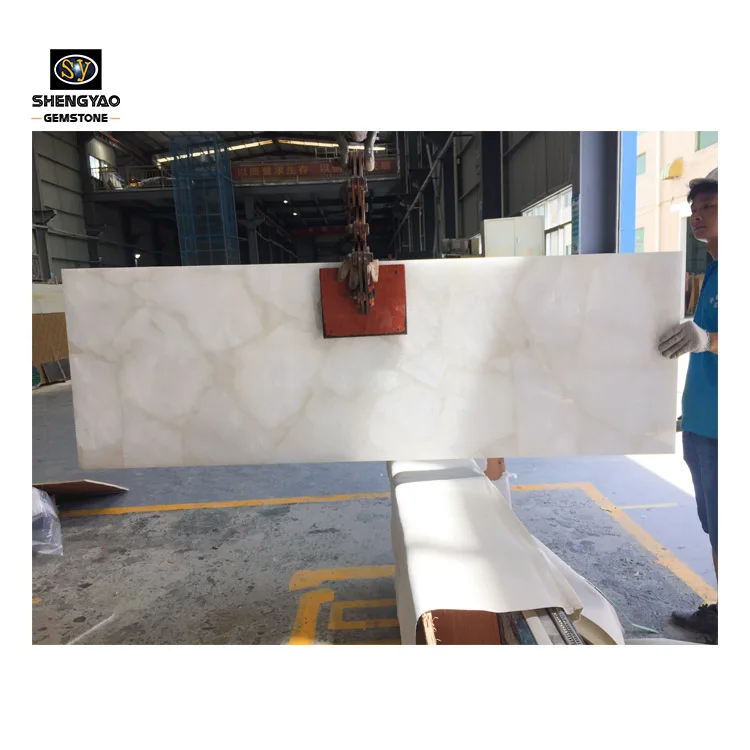 Custom Backlit White Quartz Natural Crystal Tile Onyx stone Gemstone Slab