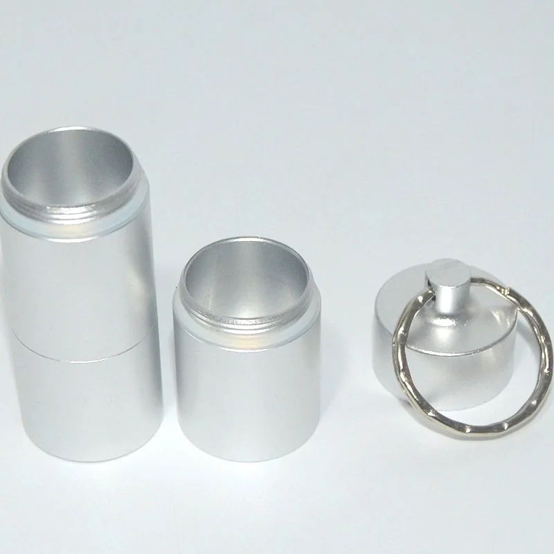 Outdoor Portable Mini 4-Section Aluminum Alloy Waterproof Small Keychain of Medicine Bottle Self-Defense Key Chain Accessories
