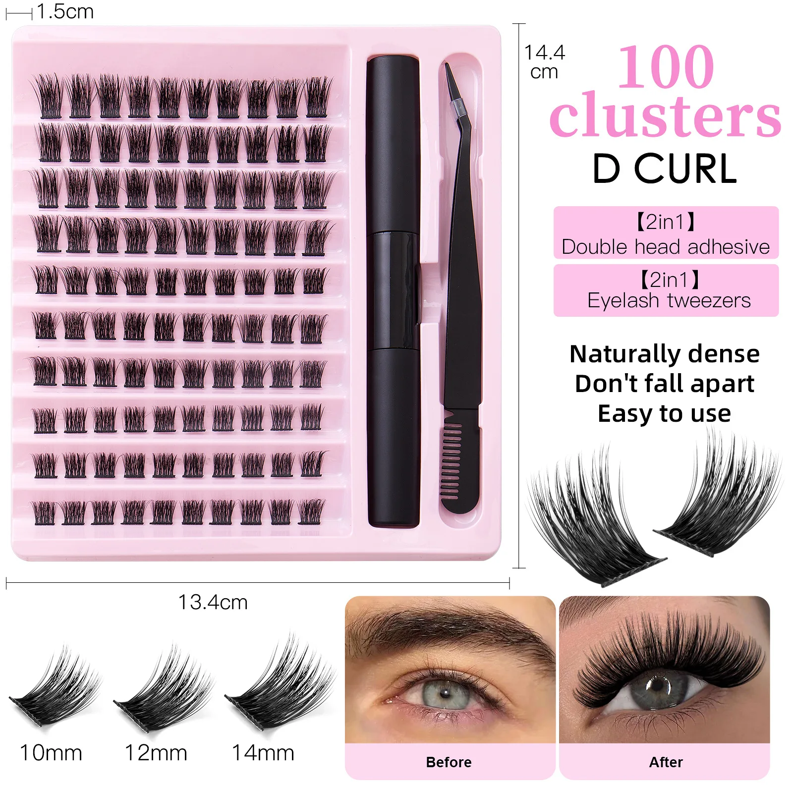 Wholesale Cluster Lashes make Private Label D Curl Cluster DIY Lash Extensions Tray Individual Fan Cluster Lash Kit