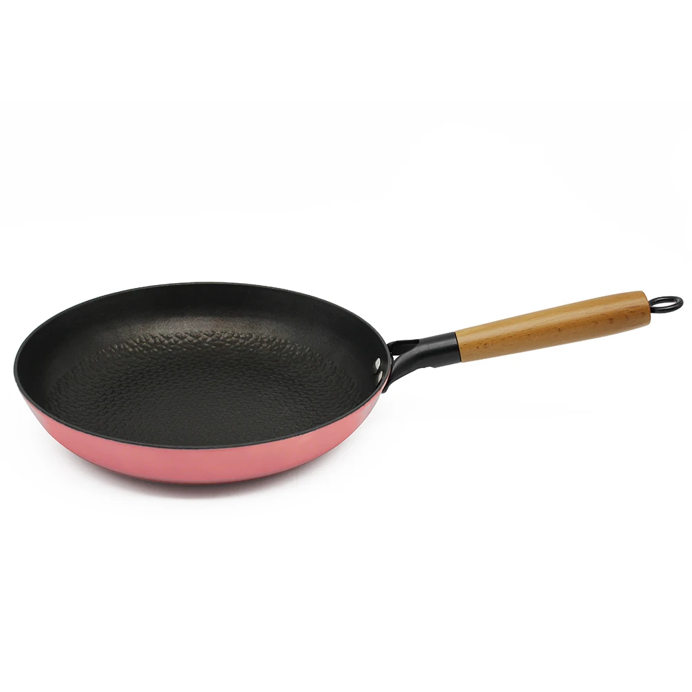 New Nonstick Frying Pan High Quality Cookware Round Wooden Handle Skillet Light cast iron nitride non rusty honeycomb frying pan