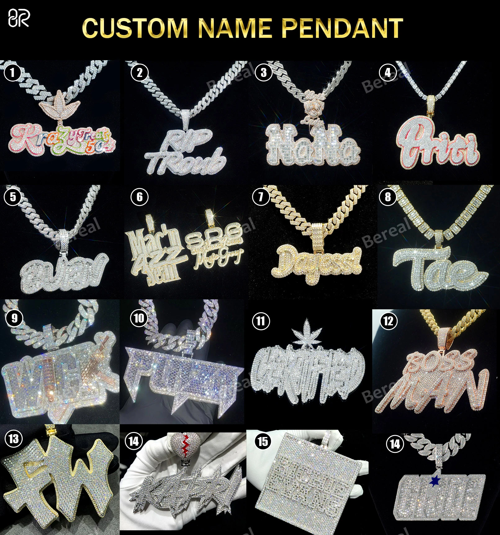 High Quality 2.5inches Vvs Moissanite Eagle Pendant Iced Out Round Brilliant Cut Diamond 925 Silver Hip Hop Animal Pendant