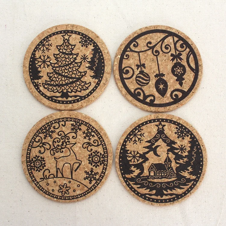 Personalized Custom Cork Coaster Sublimation Wood Cork Coaster Round Housewarming Gifts for New Home Present