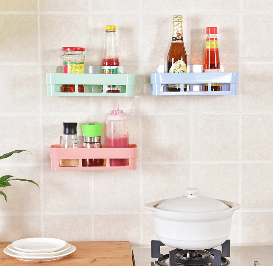 Bathroom Shelves No-drill Shelf bathroom accessories Shower Storage Rack Holder Kitchen Organizer Bathroom Punch Corner Frame