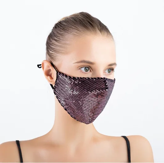 Fashion Sequin Custom design Face Maskes Girls Multi-color Sparkly Sequins Face Cover Nightclub Masquerade Maskes