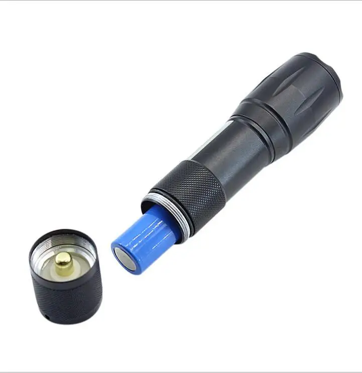 
18650 powered Cree T6 inside 2 in 1 Rechargeable USB Flashlight with Side COB Camping Flood Light 