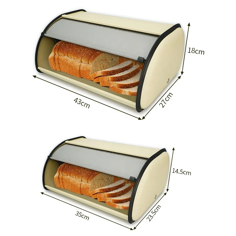 Metal Bread Box for Kitchen Decoration Bread Storage box Food Stainless Steel Container with Large Size Cover
