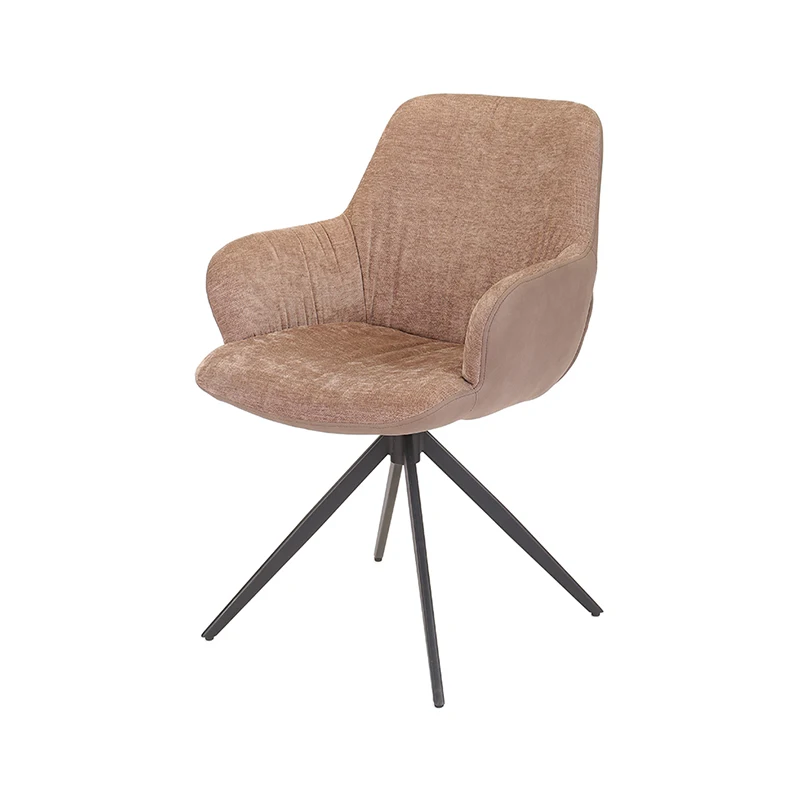 Front Fabric Back PU Fabric With Metal Frame Dining Chair